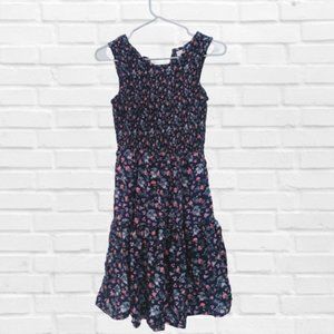 Cute Comfortable Blue Floral Stretchy Dress Flare